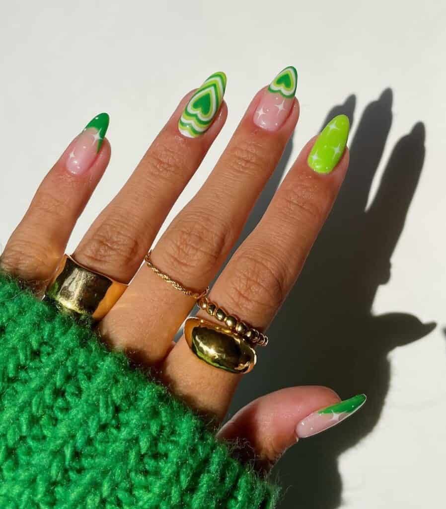 Layered Green Heart Nails Pictures, Photos, and Images for Facebook