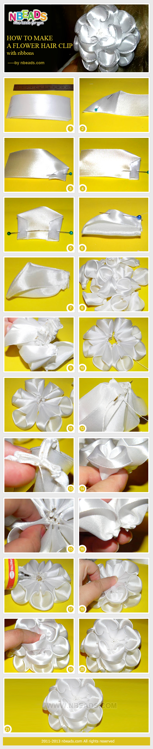 How to Make A Flower Hair Clip with Ribbons