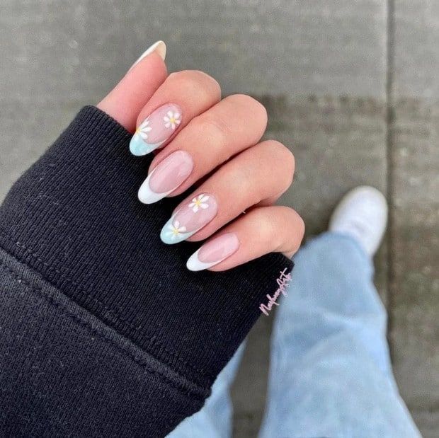 Blue Daisy Nails With Flowers Pictures, Photos, and Images for Facebook