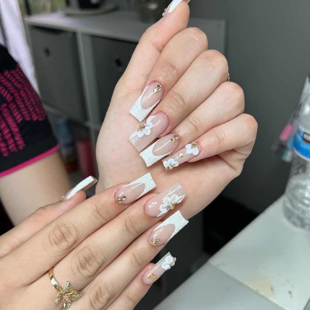 Pearly Floral Coffin Nails Pictures, Photos, and Images for Facebook