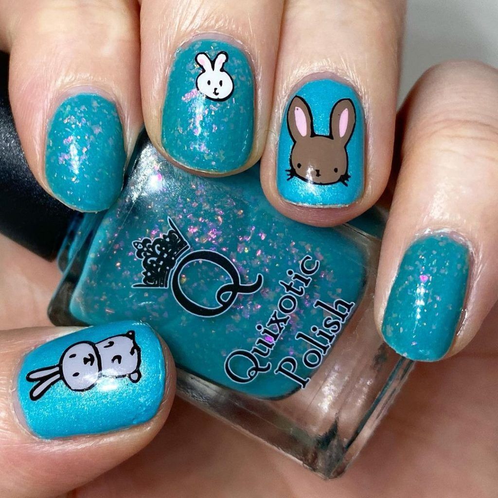Blue Easter Bunny Nails Pictures, Photos, and Images for Facebook