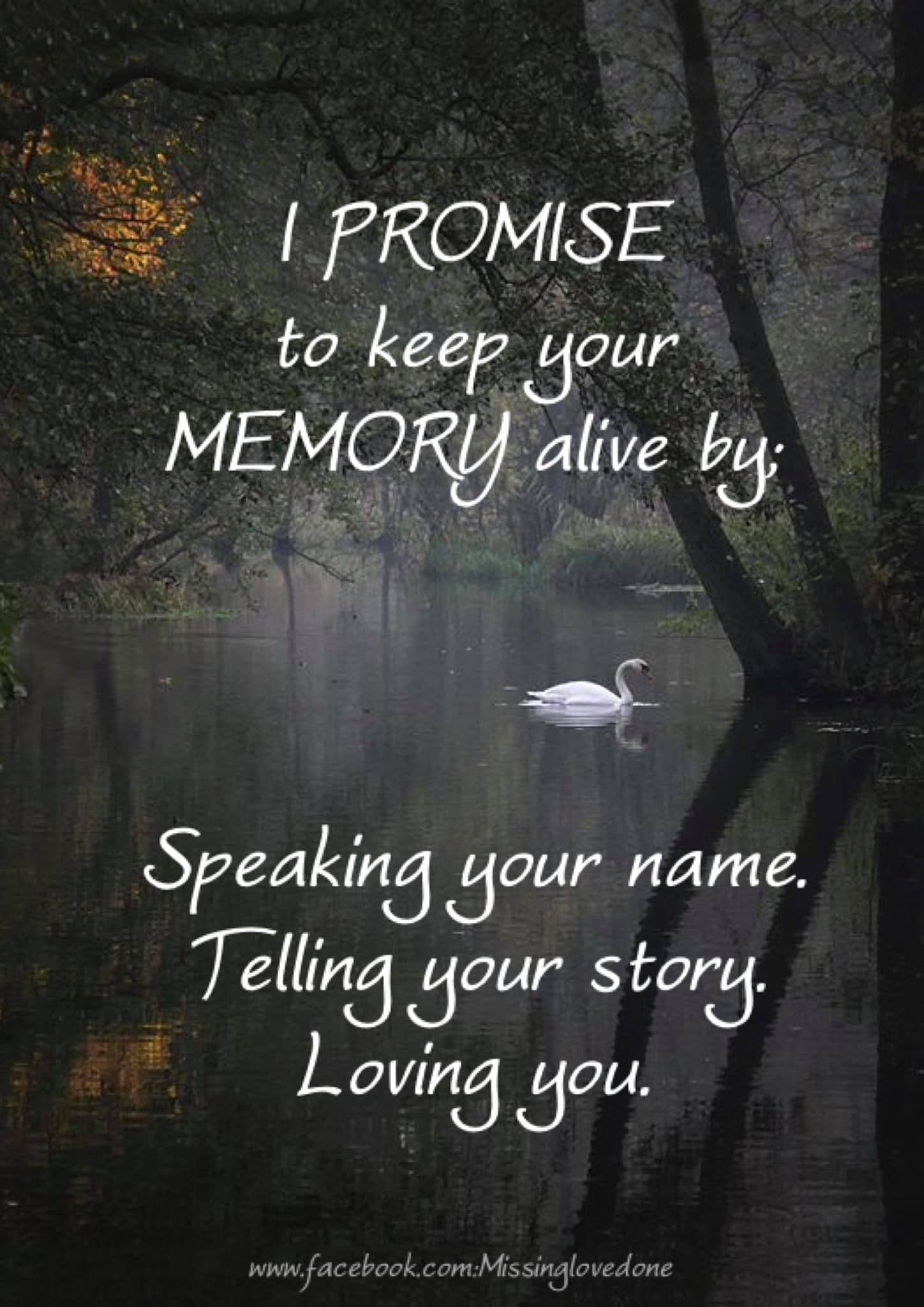 I Promise To Keep Your Memory Alive By Speaking Your Name. Telling Your