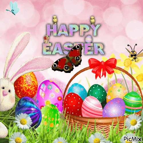 Happy Easter With Easter Eggs & Bunny Pictures, Photos, and Images for