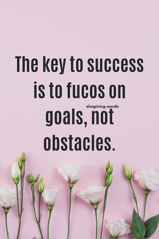 The Key To Success Is To Focus On Goals, Not Obstacles. Pictures