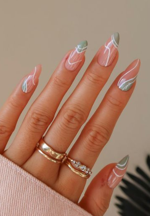 Nude & Green Swirl Nails Pictures, Photos, and Images for Facebook