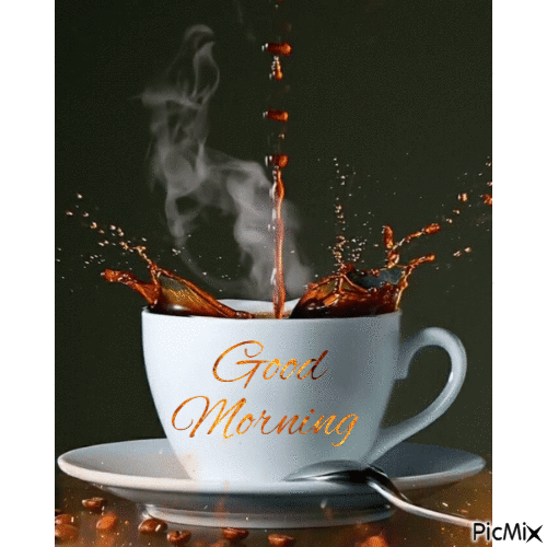 Splashing Coffee Good Morning Greeting Gif Pictures, Photos, and