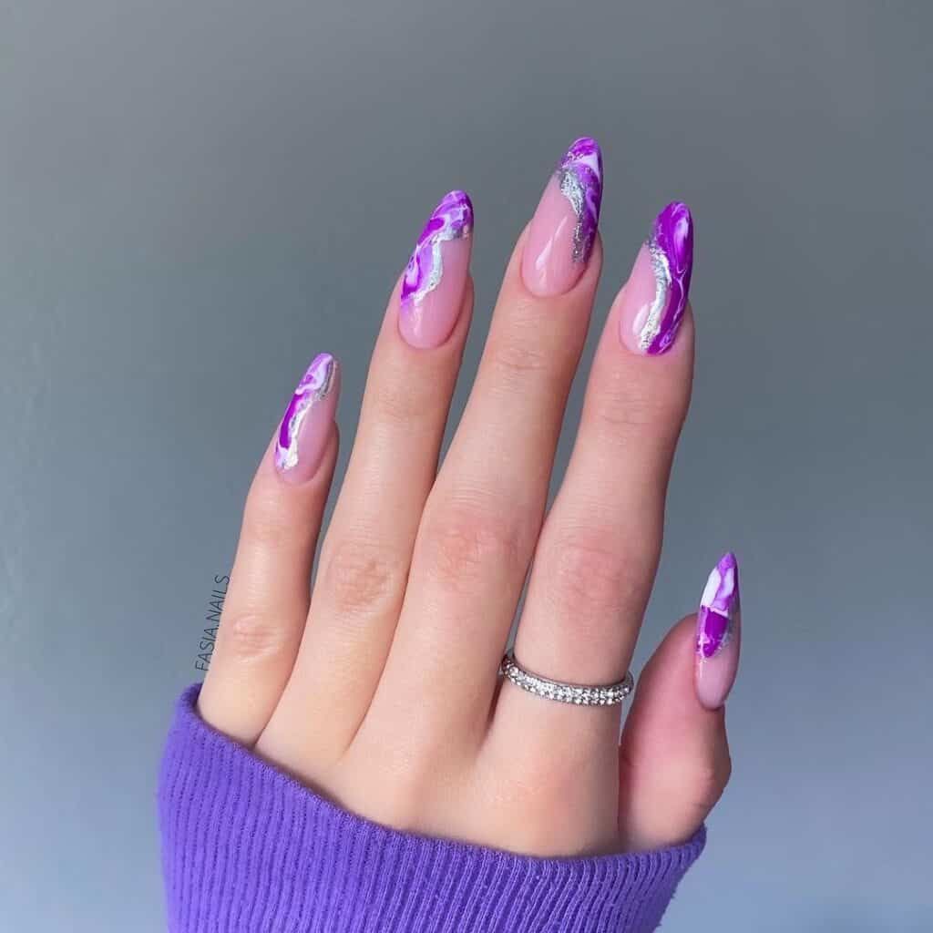 Purple Velvet Marble Nail Design Pictures, Photos, and Images for