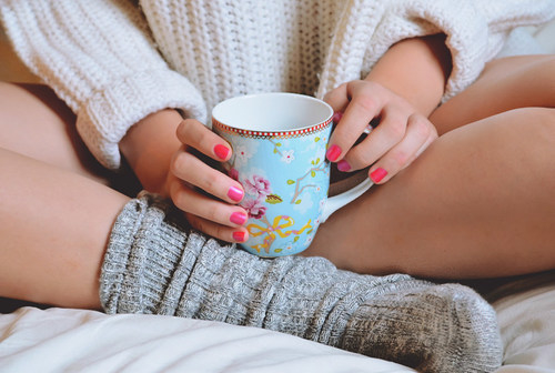 Slouchy socks and teacup