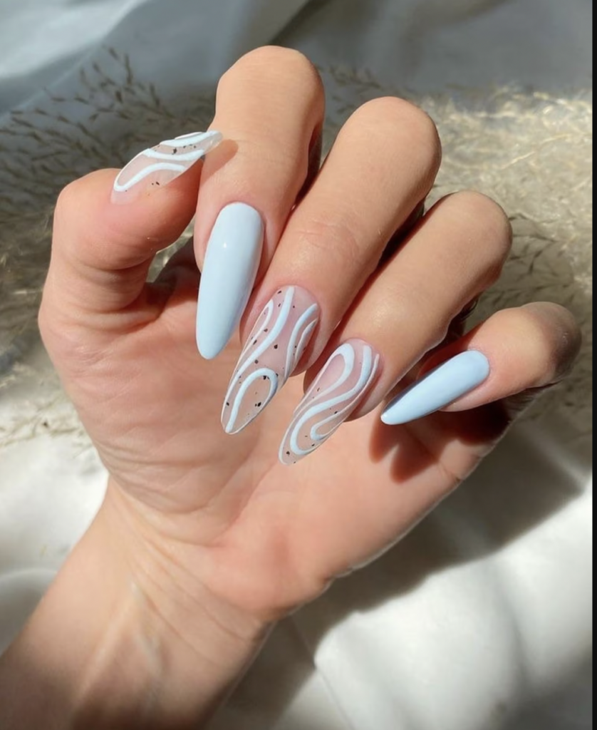 Baby Blue Swirl Summer Nails Pictures, Photos, and Images for Facebook, Tumblr, Pinterest, and