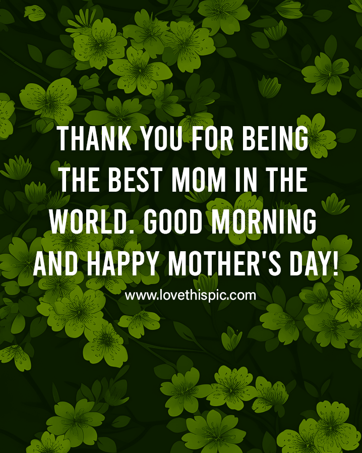 Thank You For Being The Best Mom In The World. Good Morning And Happy