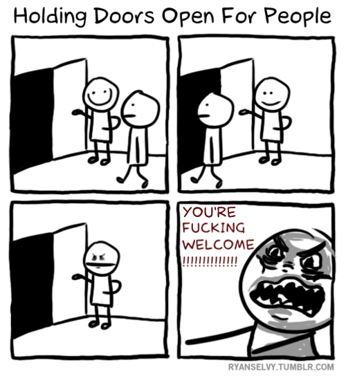 Holding doors open for people