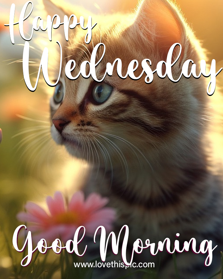 Cat With Flower Happy Wednesday, Good Morning Pictures, Photos, and