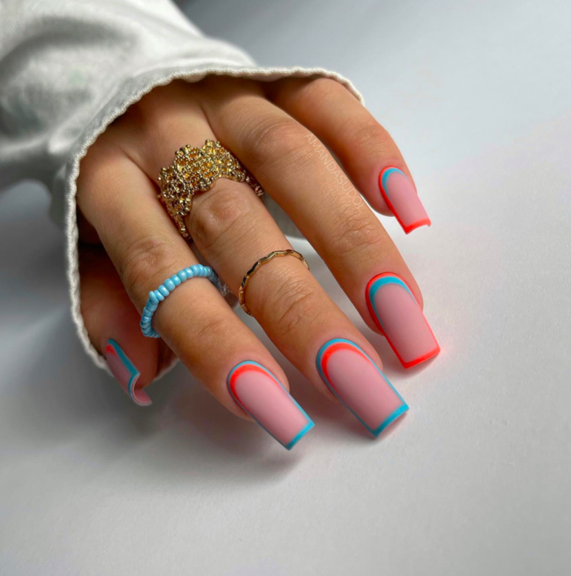 Outlined Blue & Orange Nails Pictures, Photos, and Images for Facebook