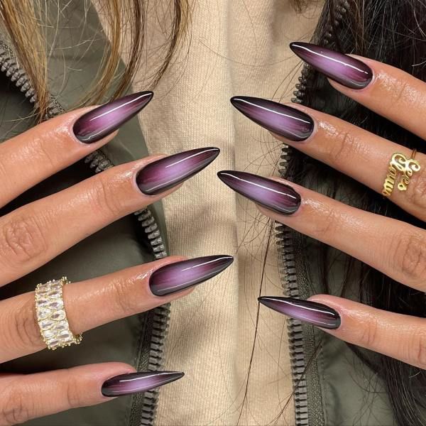 Black And Purple Almond Aura Nails Pictures, Photos, and Images for Facebook, Tumblr, Pinterest