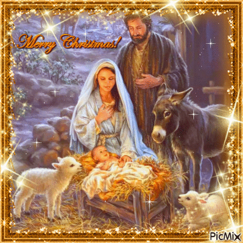 Glittery Nativity Scene Merry Christmas Pictures, Photos, and Images