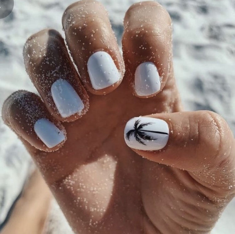 Short White Tropical Beach Nails Pictures, Photos, and Images for Facebook, Tumblr, Pinterest