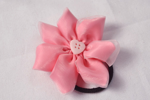 Pink Ribbon Flower Hair Ties Pink Ribbon Flower Hair Ties