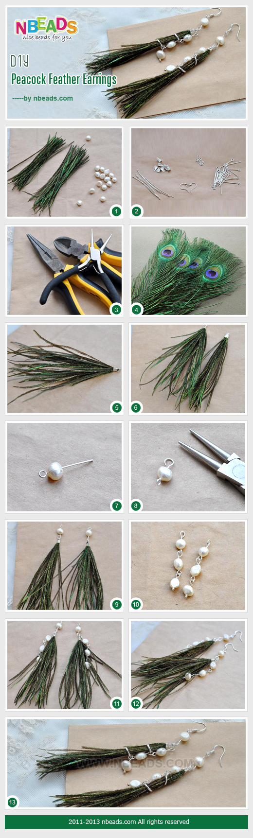 DIY Peacock Feather Earrings