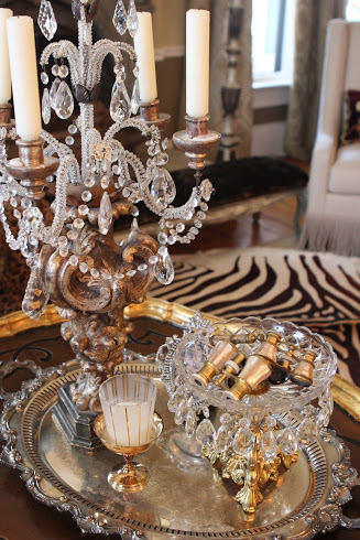 Elegant platter and chandelier