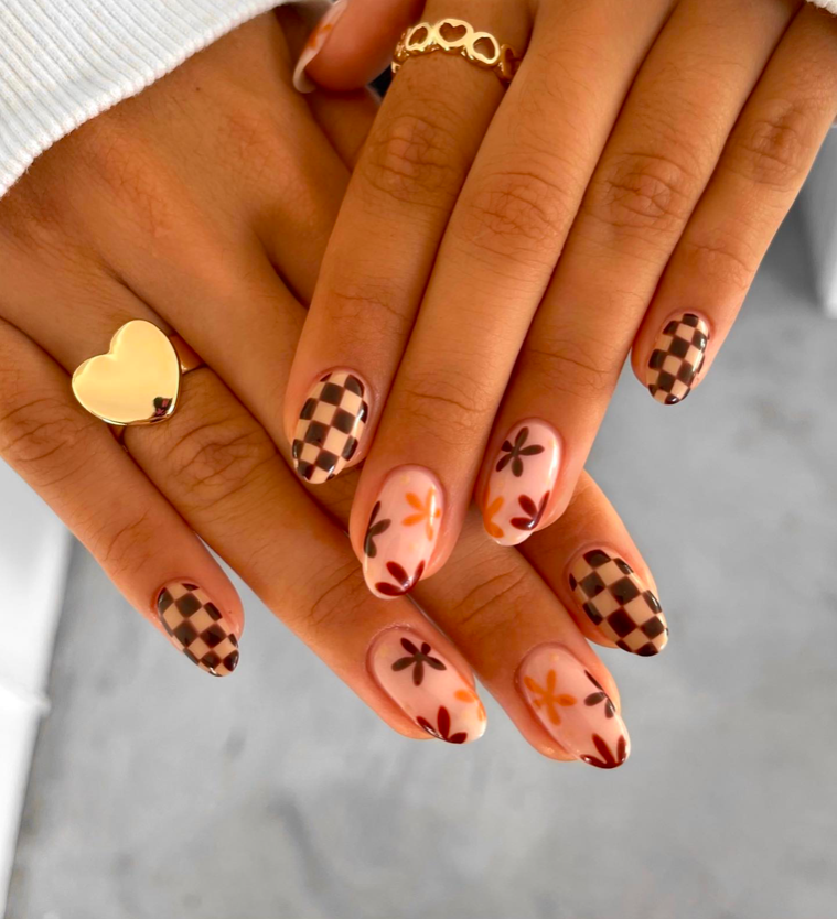 Checkerboard Autumn Nail Set Pictures, Photos, and Images for Facebook ...