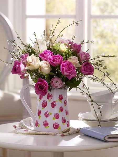 Pitcher of Pink Roses