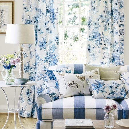 Blue & White Floral & Stripes Blue & White Floral & Stripes