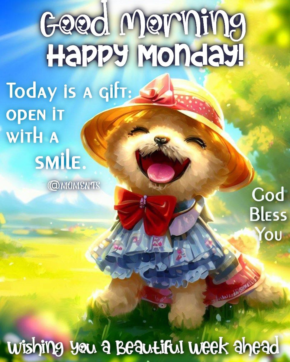Today Is A Gift, Open It With A Smile. Good Morning, Happy Monday!  Pictures, Photos, and Images for Facebook, Tumblr, Pinterest, and Twitter, image size:960x1196