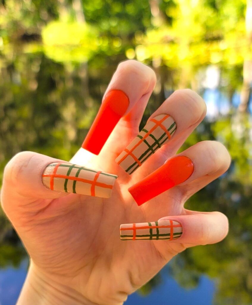 Plaid & Orange Fall Nails Pictures, Photos, and Images for Facebook, Tumblr, Pinterest, and Twitter