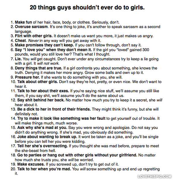 20 Things Guys Shouldnt Ever Do