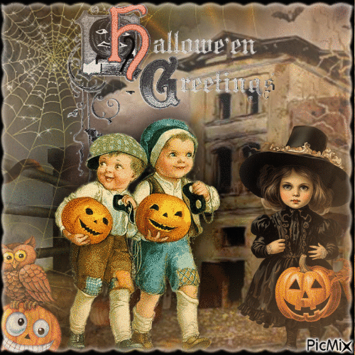 Vintage Halloween Kids Halloween Greetings Pictures, Photos, and