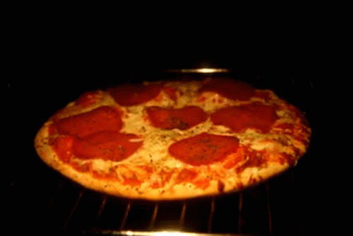Baking pizza