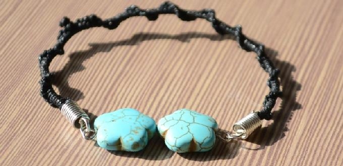 Braided Bracelet with Turquoise Beads Braided Bracelet with Turquoise Beads
