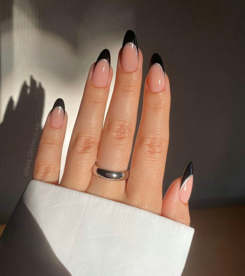 Black With Silver French Nails Pictures, Photos, and Images for Facebook, Tumblr, Pinterest, and