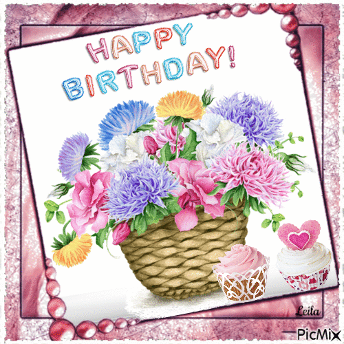 Flower Basket Happy Birthday Gif Pictures, Photos, and Images for