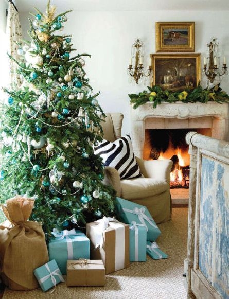 Silver and blue Christmas decor