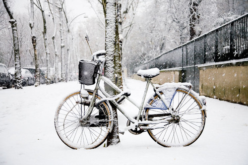 Snow covered bike