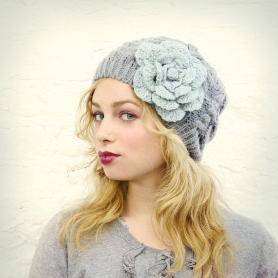 Knit floral hat