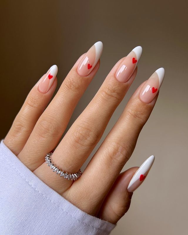 White Swipe Nails With Red Heart Pictures, Photos, and Images for Facebook, Tumblr, Pinterest