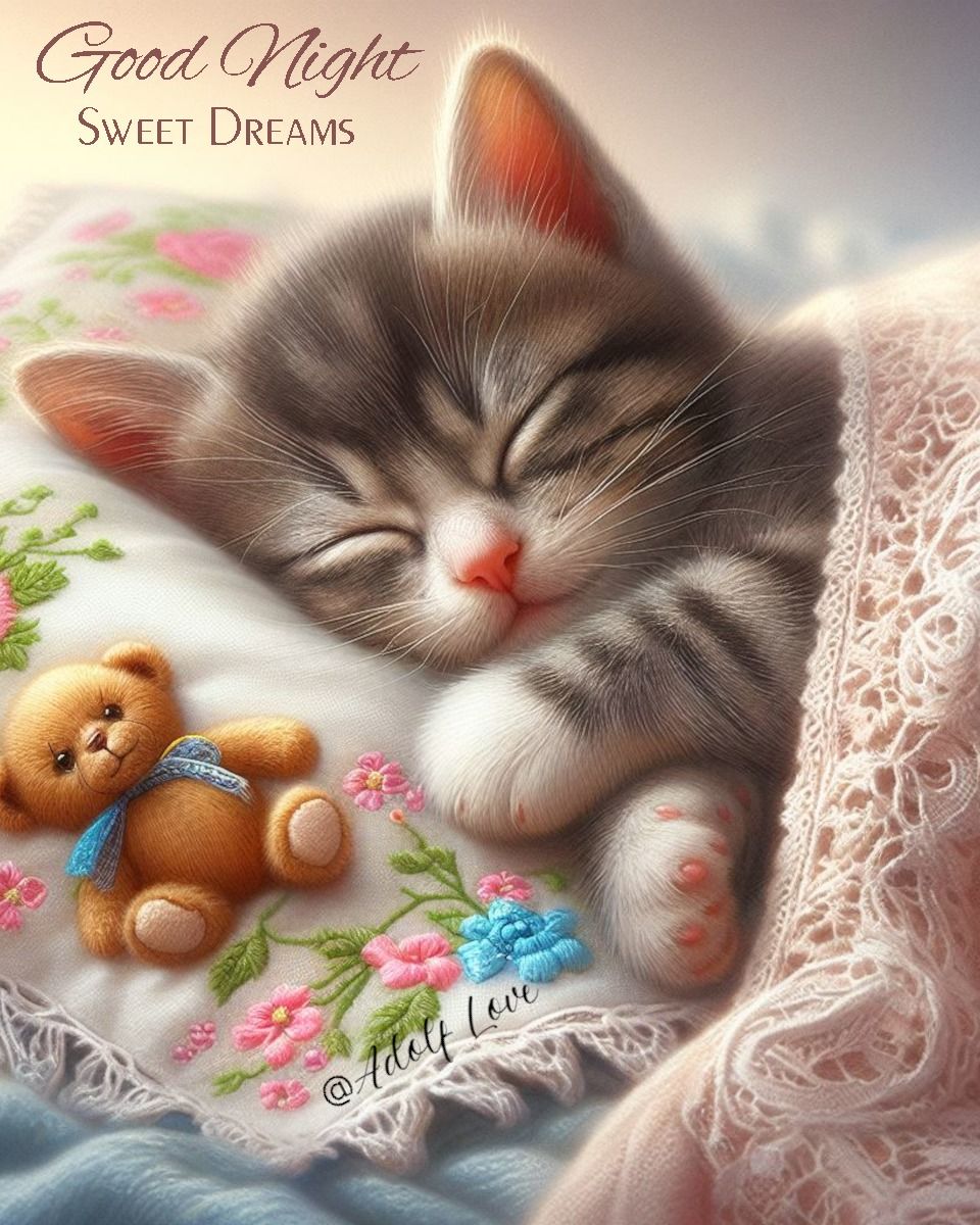 Sleeping Kitten - Good Night, Sweet Dreams Pictures, Photos, and Images