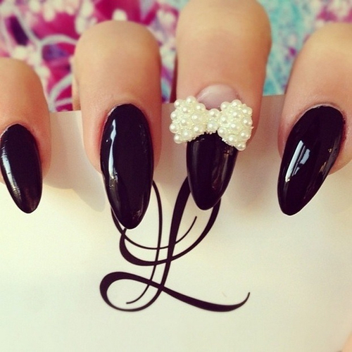 Black bow nails Black bow nails