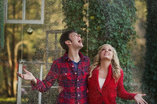Falling snow couple