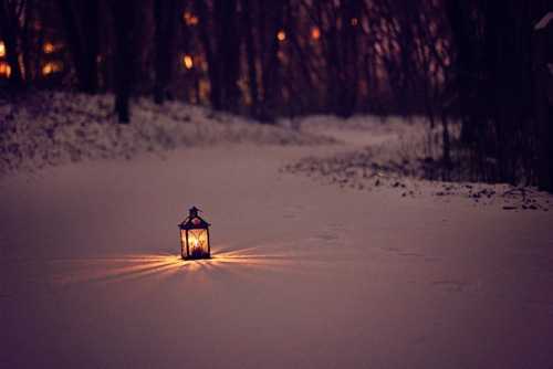 Lantern in the snow