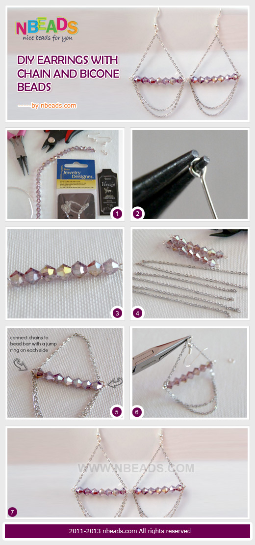 DIY Earrings with Chain And Bicone Beads