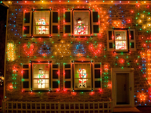 Christmas decorated house