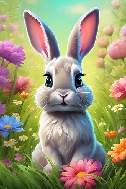 Grey Rabbit In Floral Garden Pictures, Photos, and Images for Facebook ...