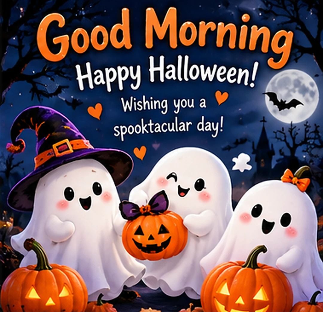 Good Morning Happy Halloween Three Friendly Ghosts Wishing You A ...