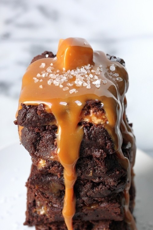 Salted caramel snickers fudge brownies