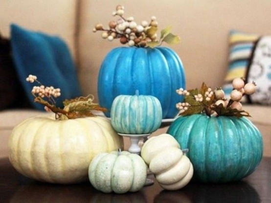 Blue & White Pumpkin Centerpiece Blue & White Pumpkin Centerpiece