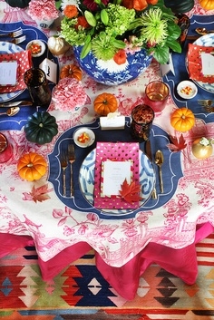 Pink & Blue Willow Thanksgiving Table Pink & Blue Willow Thanksgiving Table