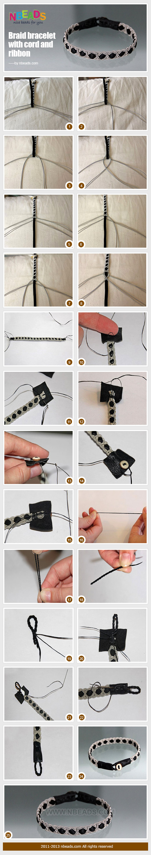 Braid Bracelet with Cord And Ribbon